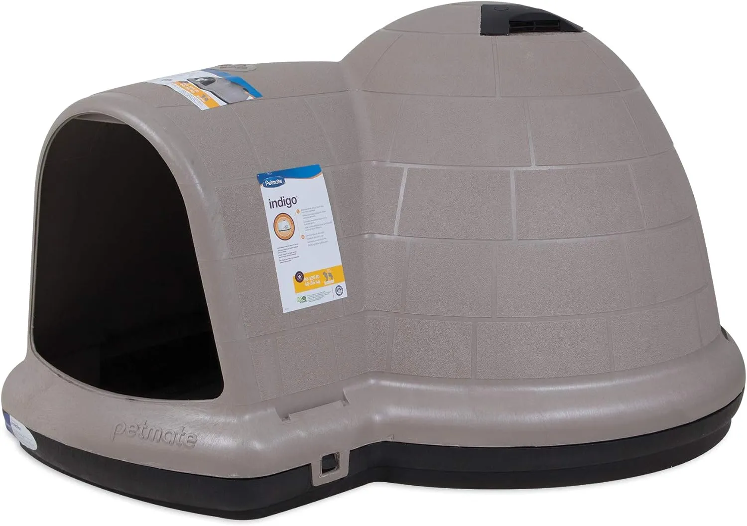 Petmate Indigo Dog House (Igloo Dog House. Made in USA with 90% Recycled Materials. All-Weather Protection Pet