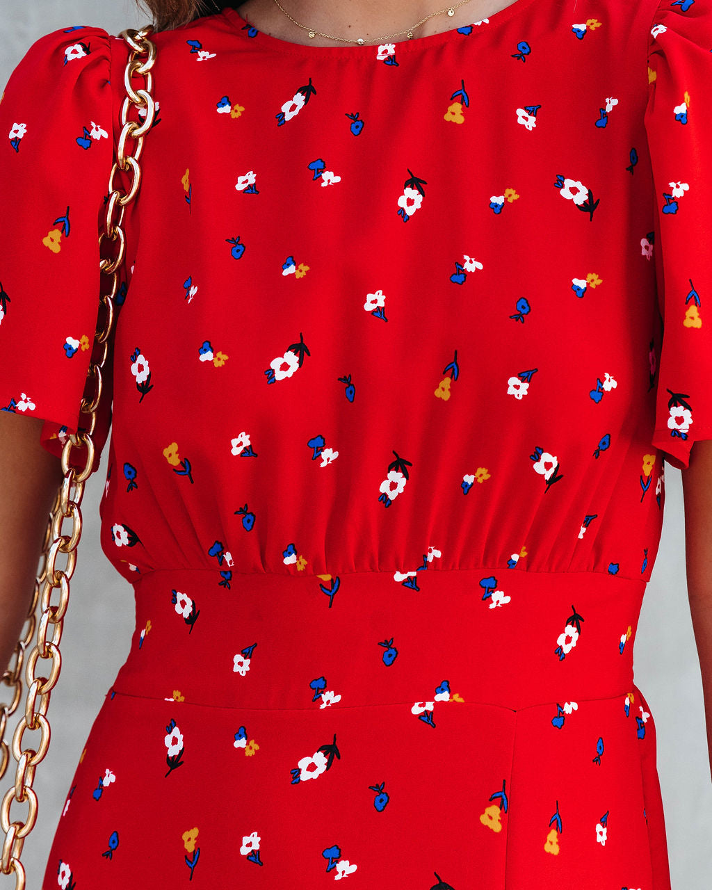 Flower Field Dates Slit Midi Dress - Se7enfashion
