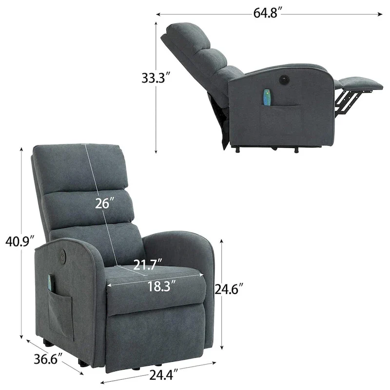AVAWING Contemporary Electric Recliner with Power Lift and Massage Features