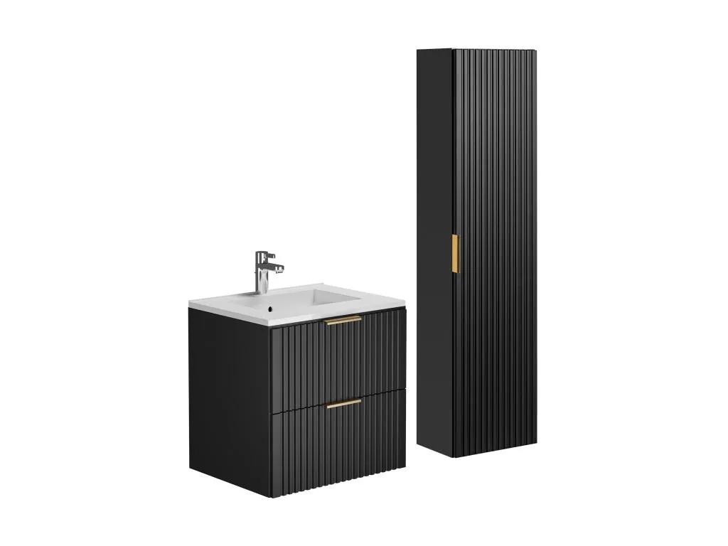 Mueble de baño bajo lavabo y armario - Negro - 60 cm - Patriciabaezcasa