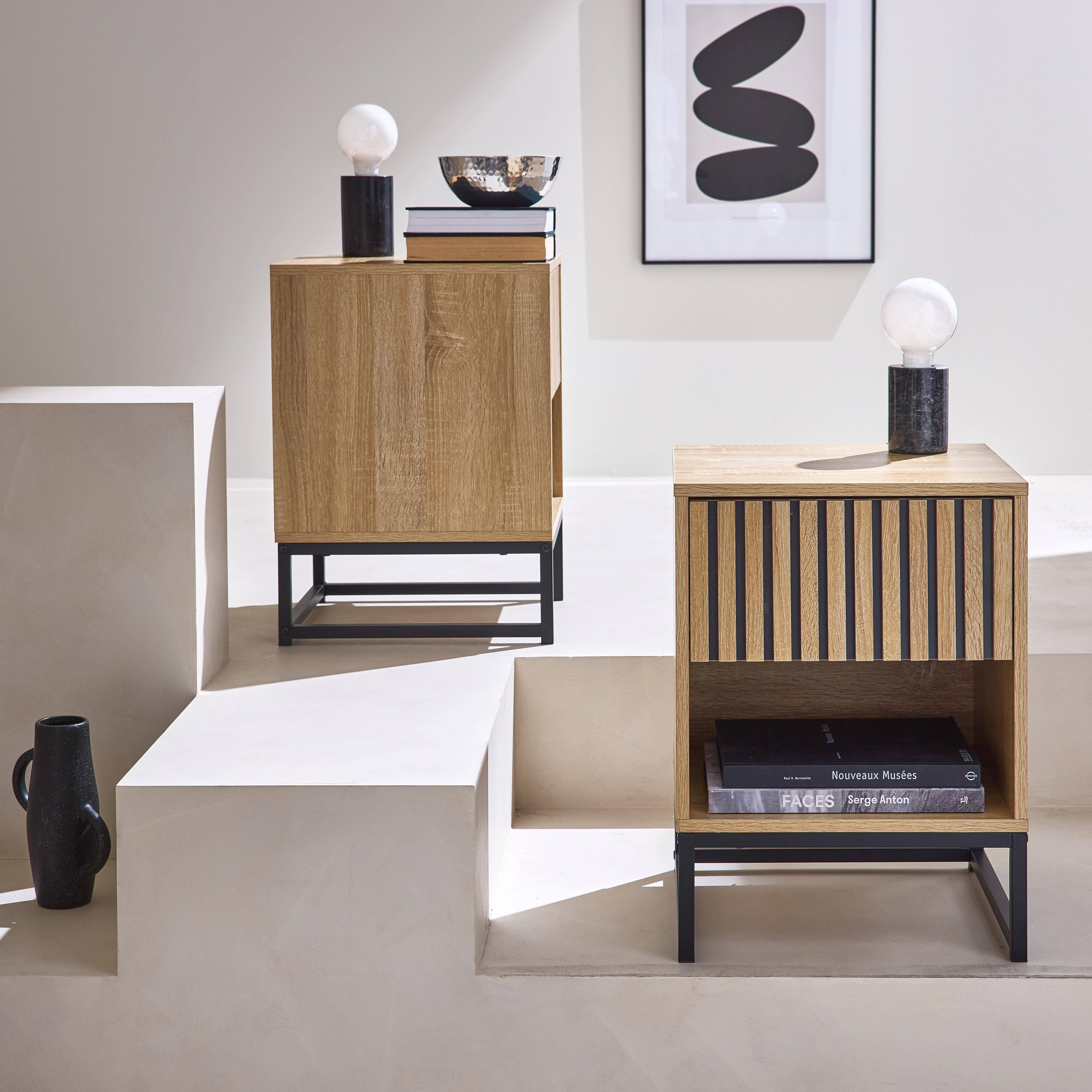 Lisbonne - Mesitas de noche contemporáneas con 1 cajón, set de 2
