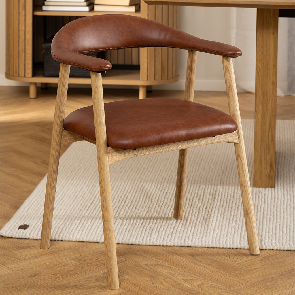 by fonQ Nordic Eetkamerstoel - Eikenhout - Brandy