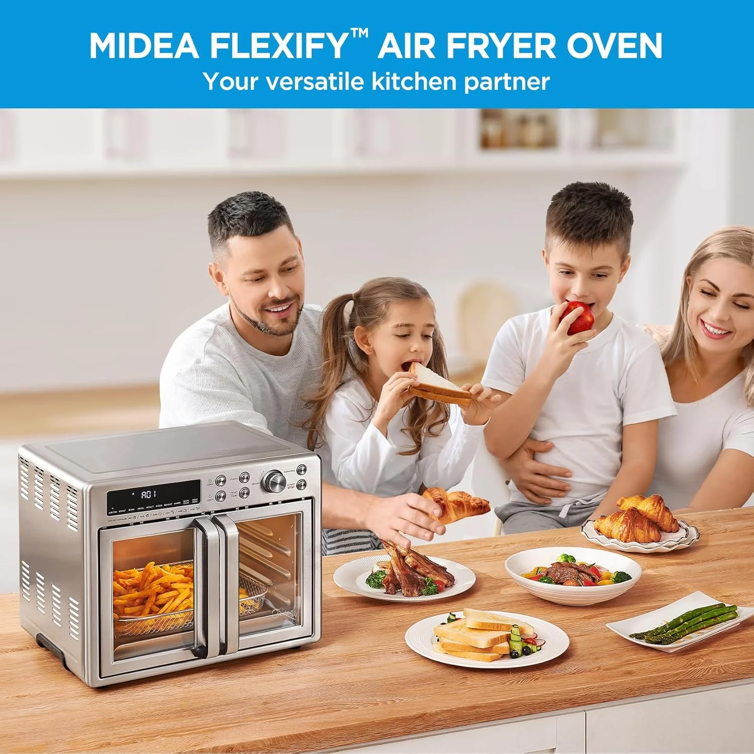 Midea Flexify French Door Air Fryer, Pizza Oven and Toaster Oven, Stainless Steel, New - Image 8