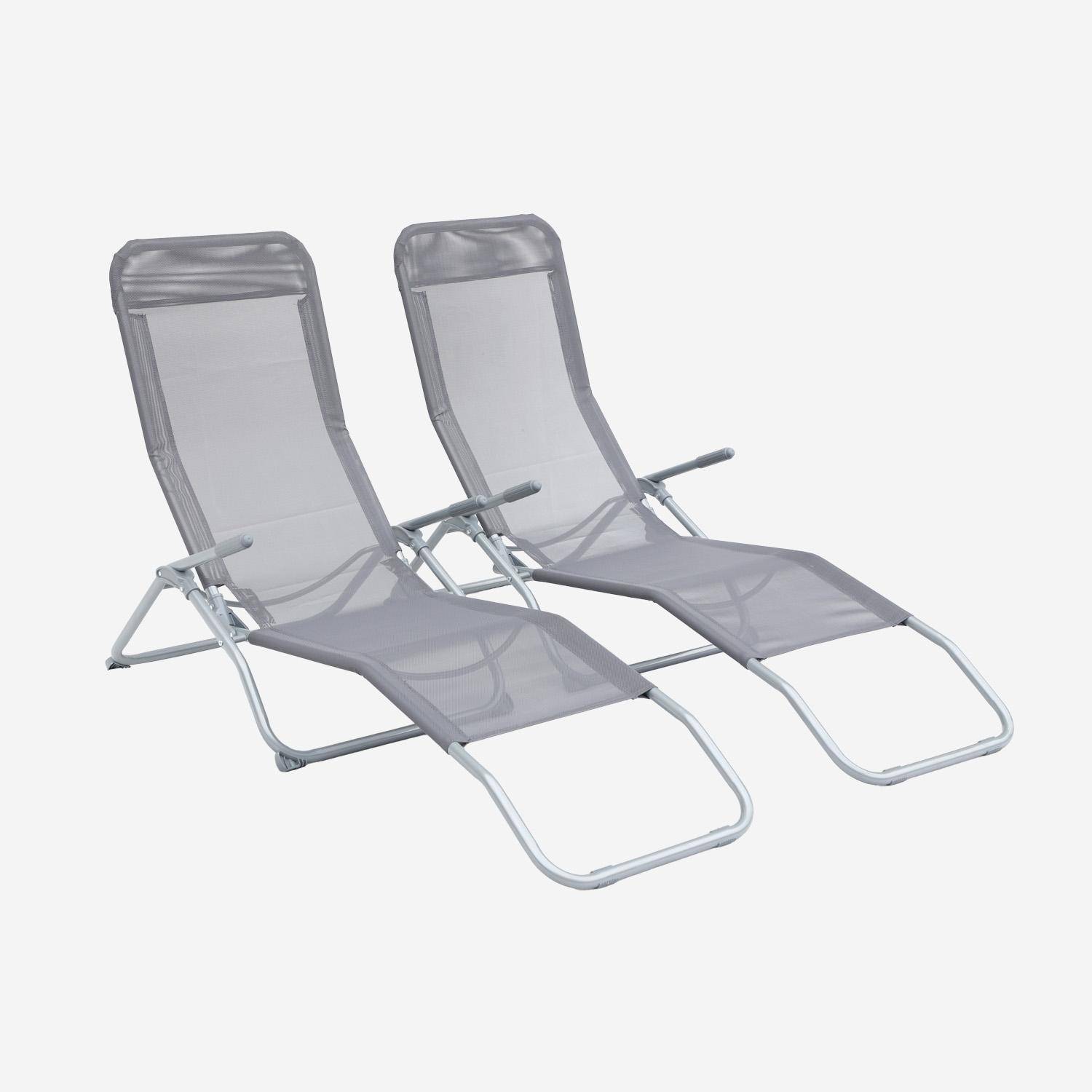 Levito - Tumbona plegable de textileno con 2 posiciones, set de 2