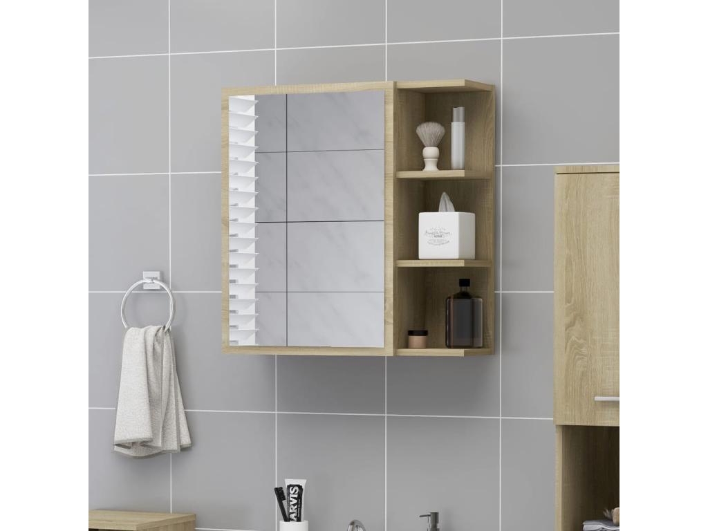 Armario espejo baño contrachapada color roble 62 - 5x20 - 5x64 cm Marrón