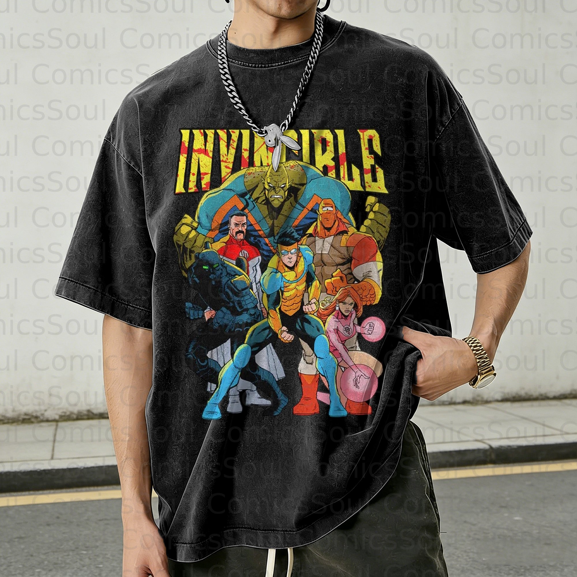 Unisex Anime Inspired Vintage Washed T-Shirt