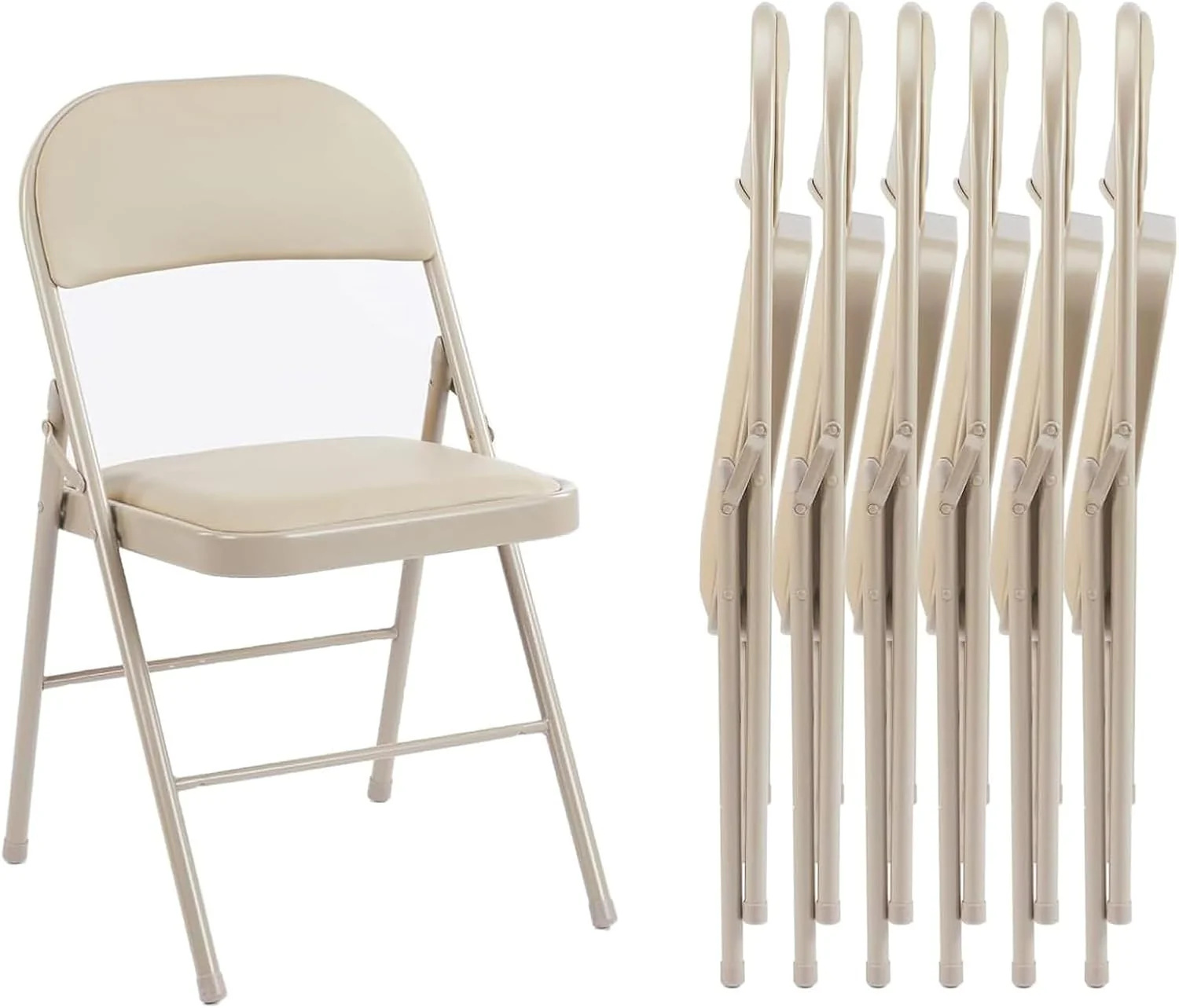 Sweetcrispy Folding Chair 12 Pack, Leather Padded Folding Chairs, Sturdy Metal Foldable Chairs
