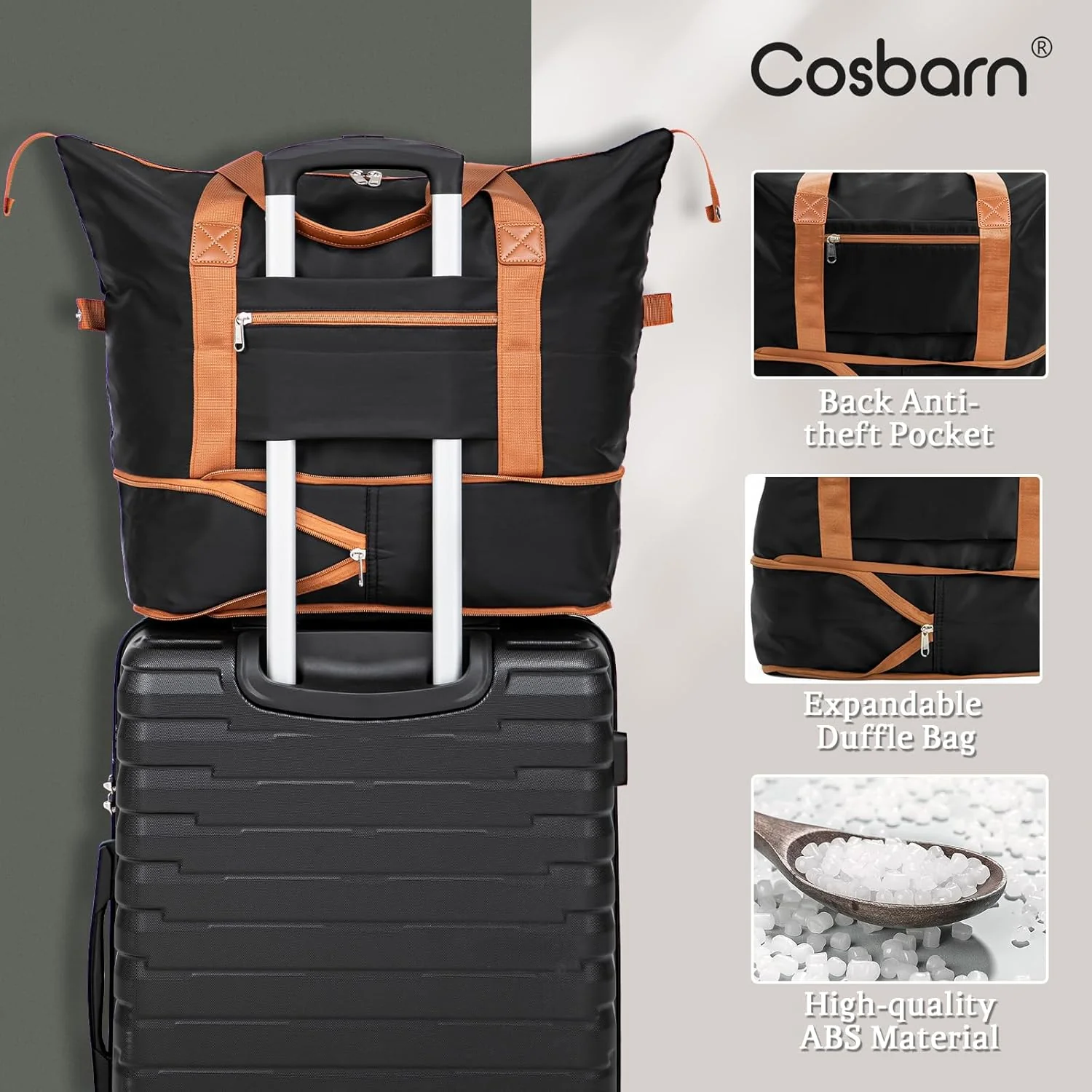 5-piece luggage set with wheels, ABS hardshell suitcase with spinner wheels