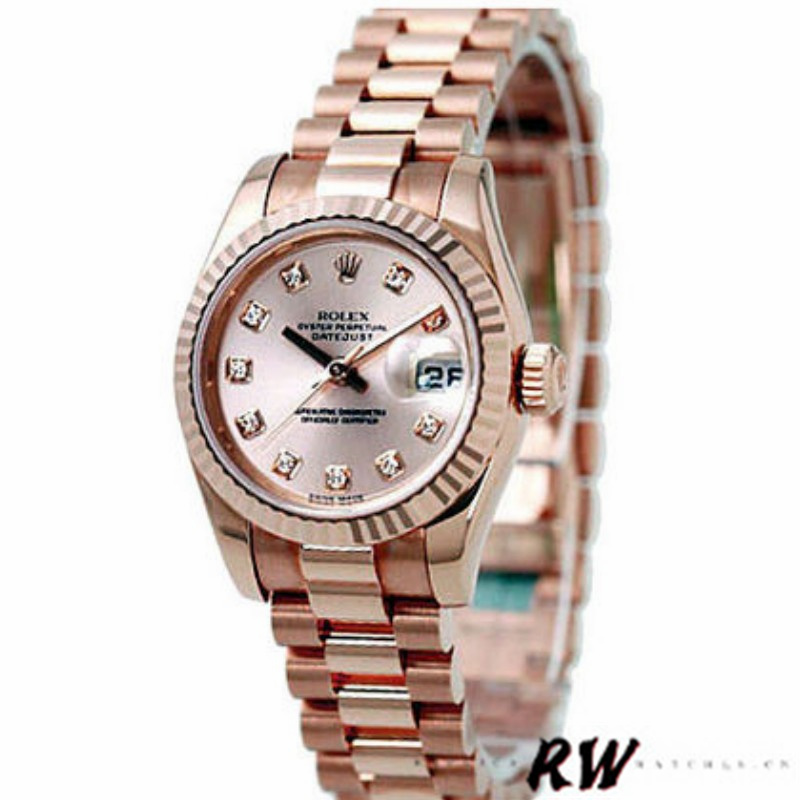 Rolex Datejust 178275 Rose Gold Pink Diamond Dial 31mm Lady Replica Watch