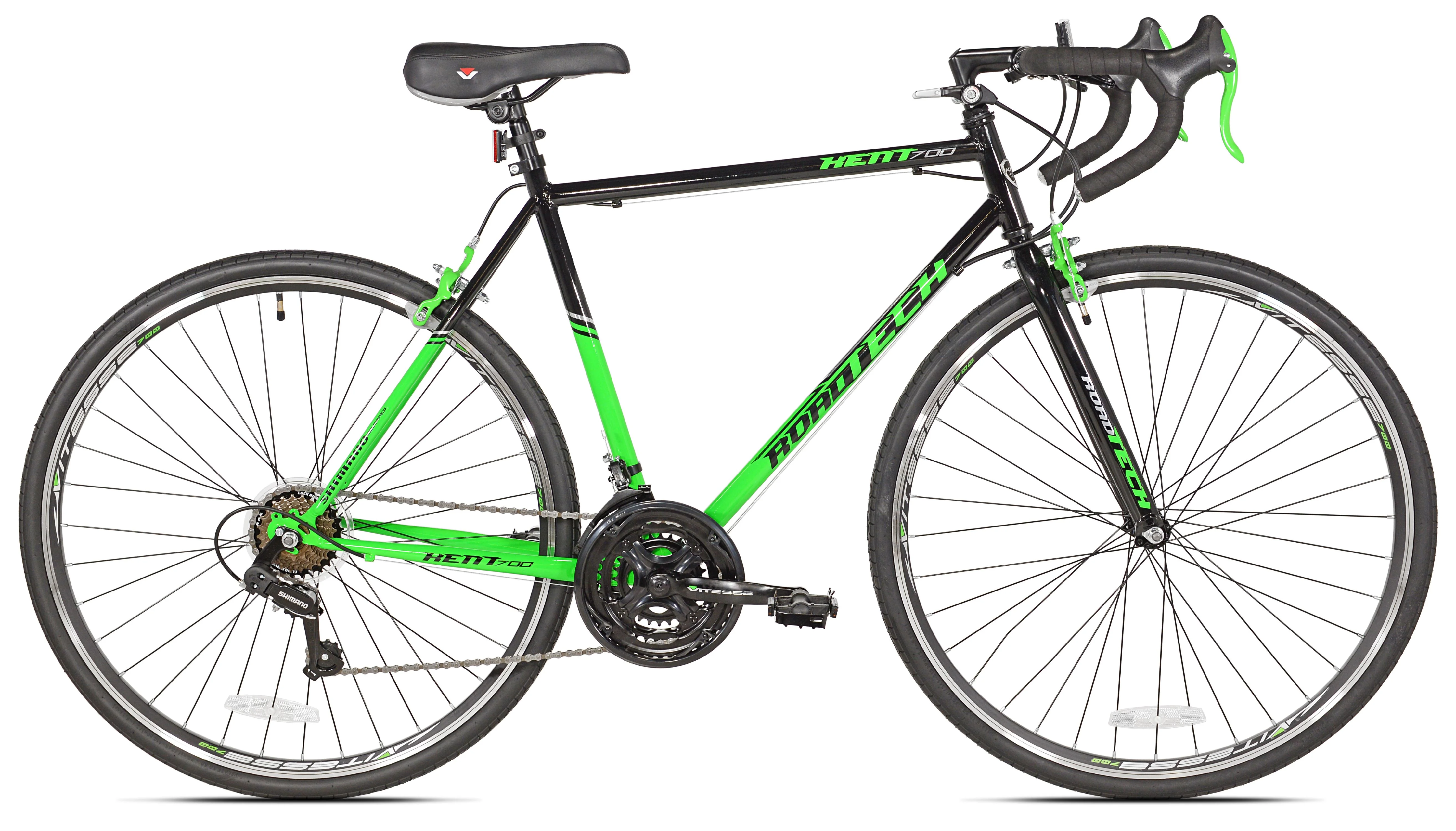 700c RoadTech Men's Bike, Black/Green - Image 2
