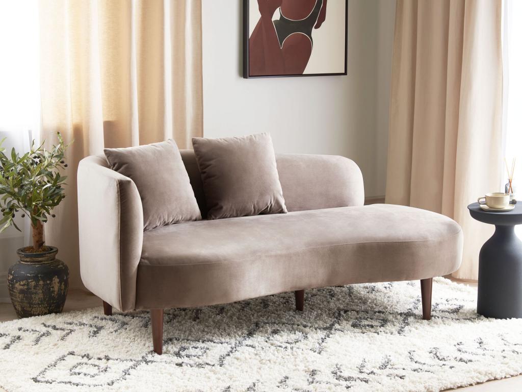 Chaise lounge de terciopelo gris pardo izquierdo CHAUMONT