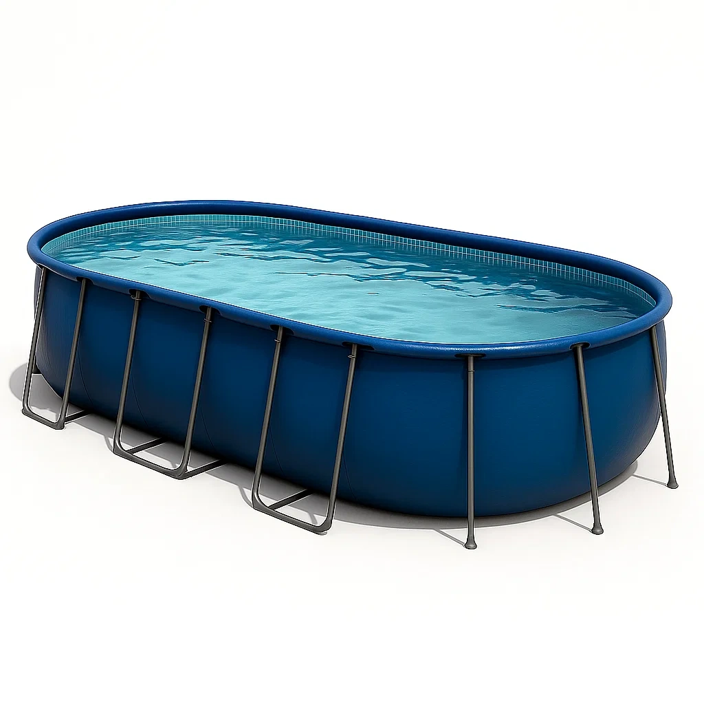 Piscina tubular ovalada desmontable de acero 472x286x104 cm Azul/Gris QcCsNSl155RN
