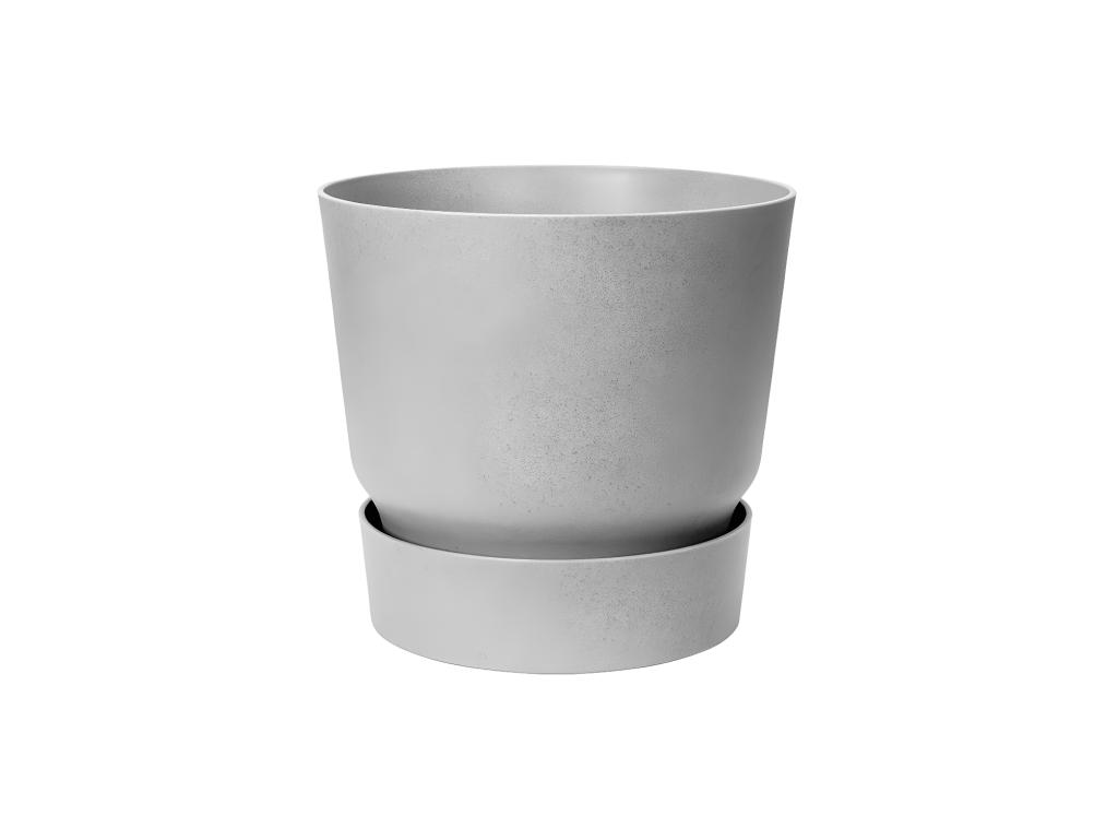 Pot de fleurs rond Greenville 30 - Extérieur - Ø 29,5 x H 27,8 cm - Gris béton vivant