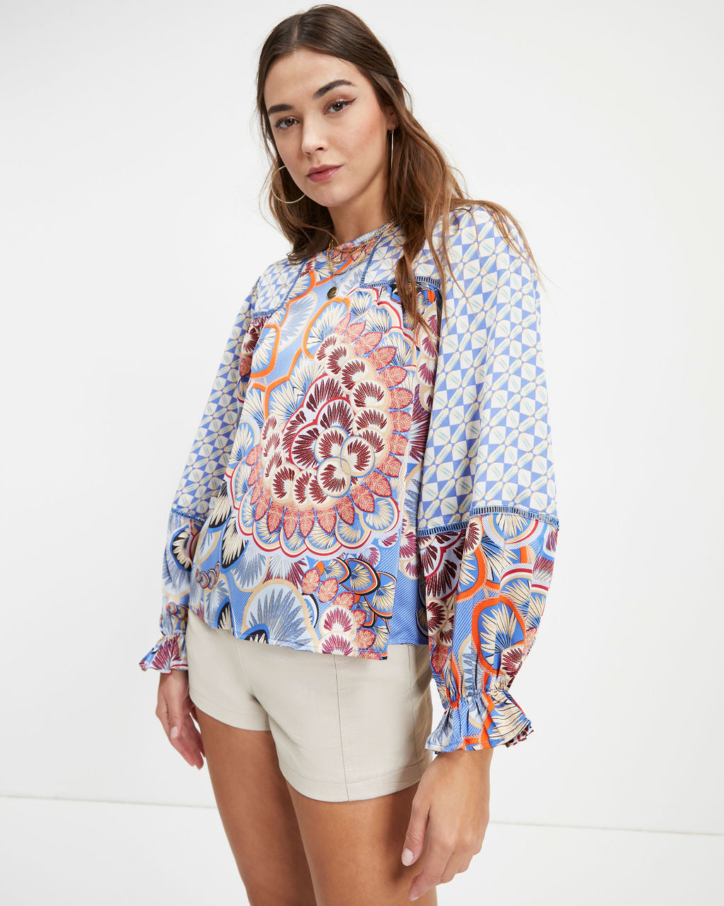 Owen Satin Printed Long Sleeve Top - FINAL SALE - Se7enfashion