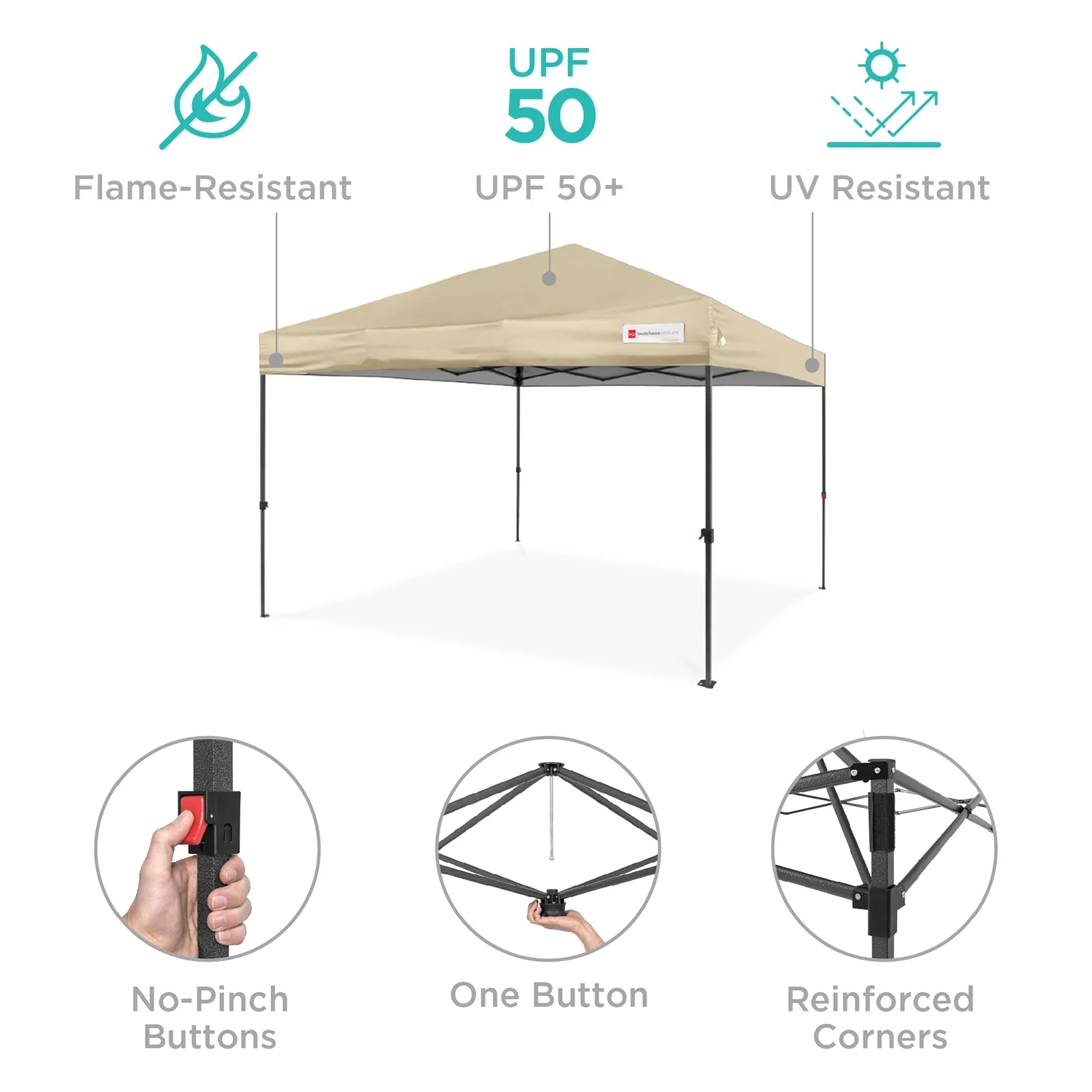 Best Choice Products 12x12ft Easy Setup Pop Up Canopy w/ 1-Button Setup, Wheeled Case, 4 Weight Bags - Navy Blue - Image 73