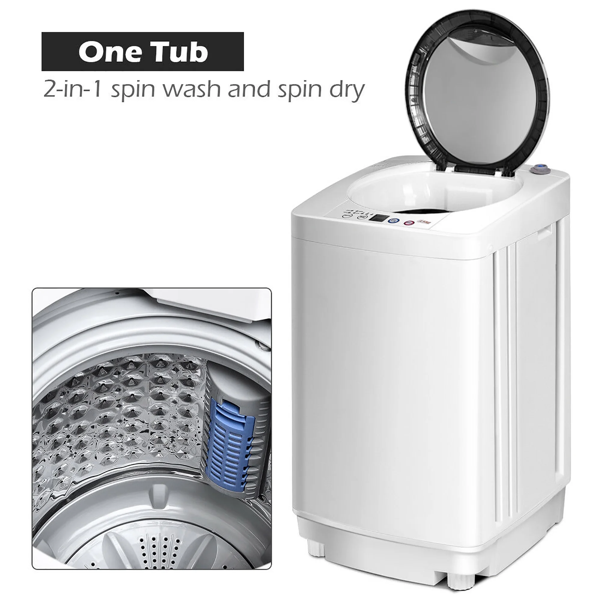 Costway Full-Automatic Laundry Wash Machine Washer Spinner Drain Pump - Image 6