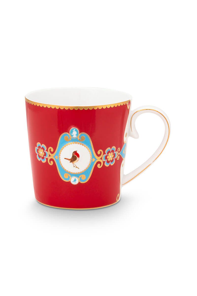 Mug Large Love Birds Medallion Red