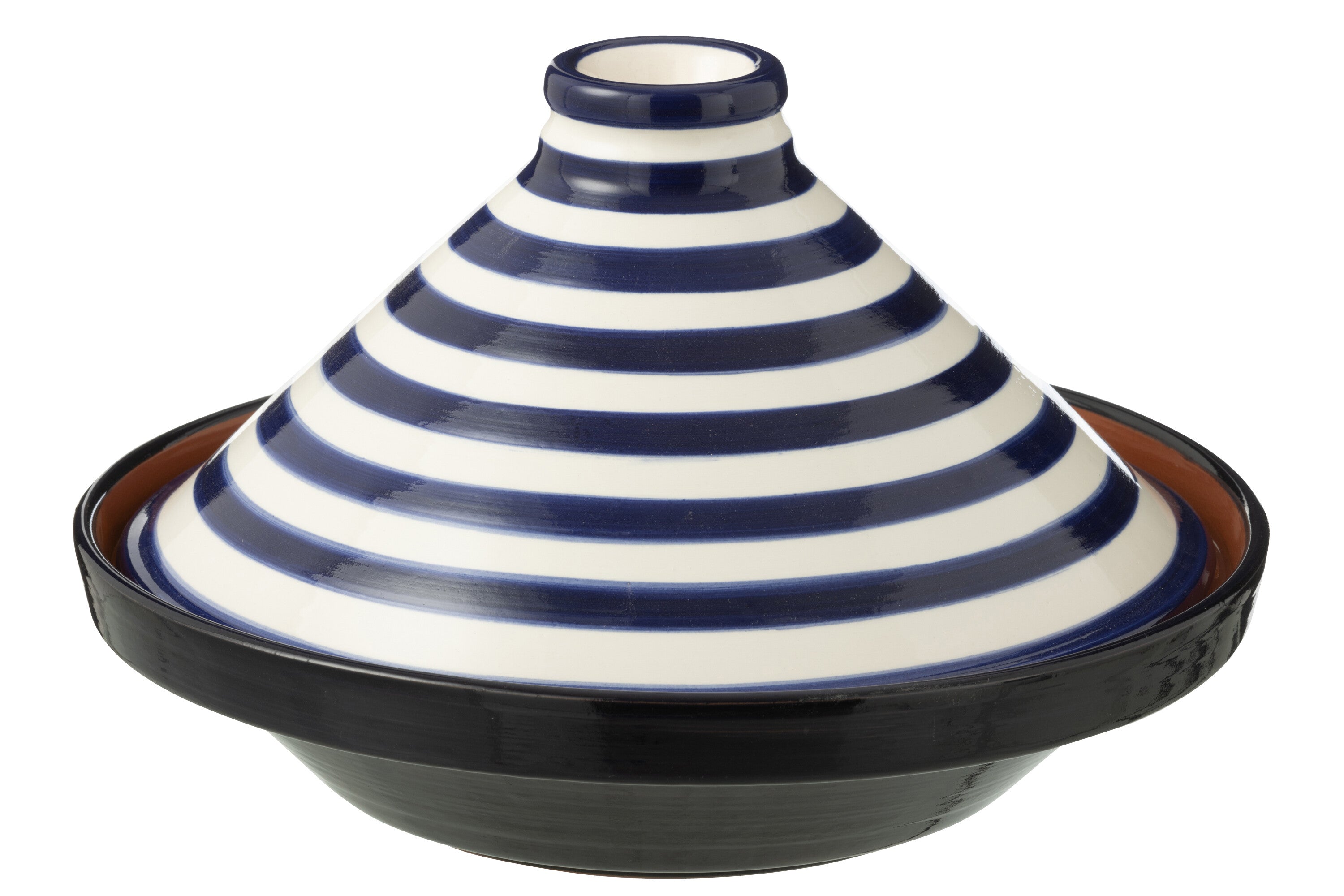 J-Line tajine Granada Stripes - keramiek - wit blauw