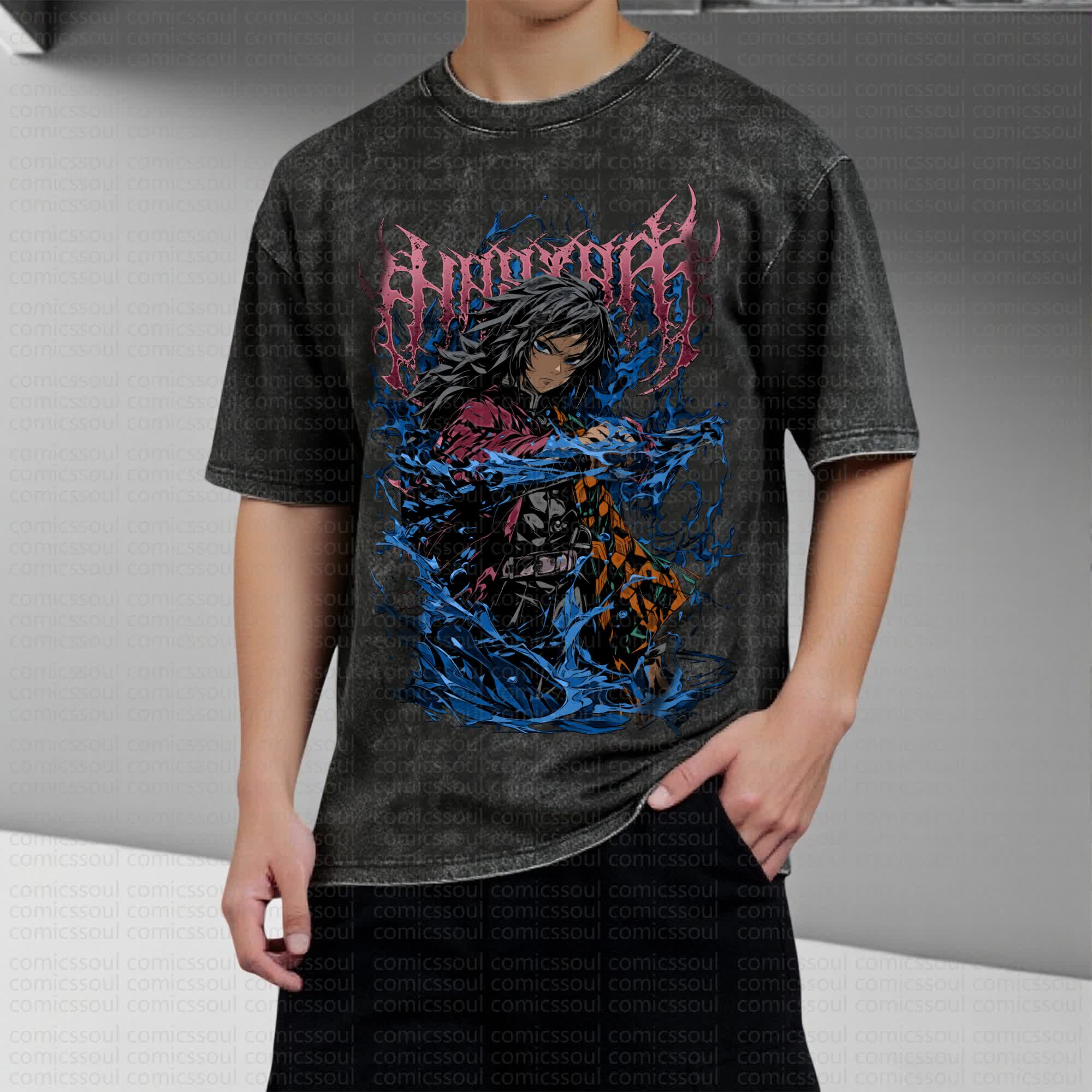 Unisex Anime Inspired Vintage Washed T-Shirt丨Comicssoul