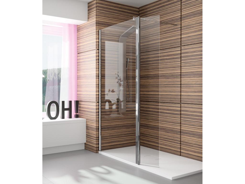 Mampara Ducha Fija + Abatible Acero Inox Mod. S300 - 112cm
