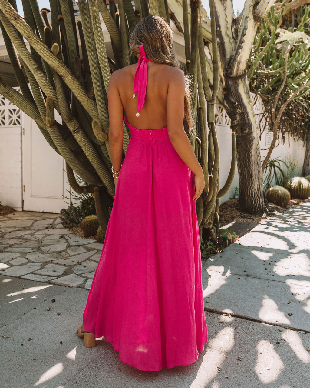 Daffy Backless Halter Maxi Dress - Fuchsia - FINAL SALE - Se7enfashion