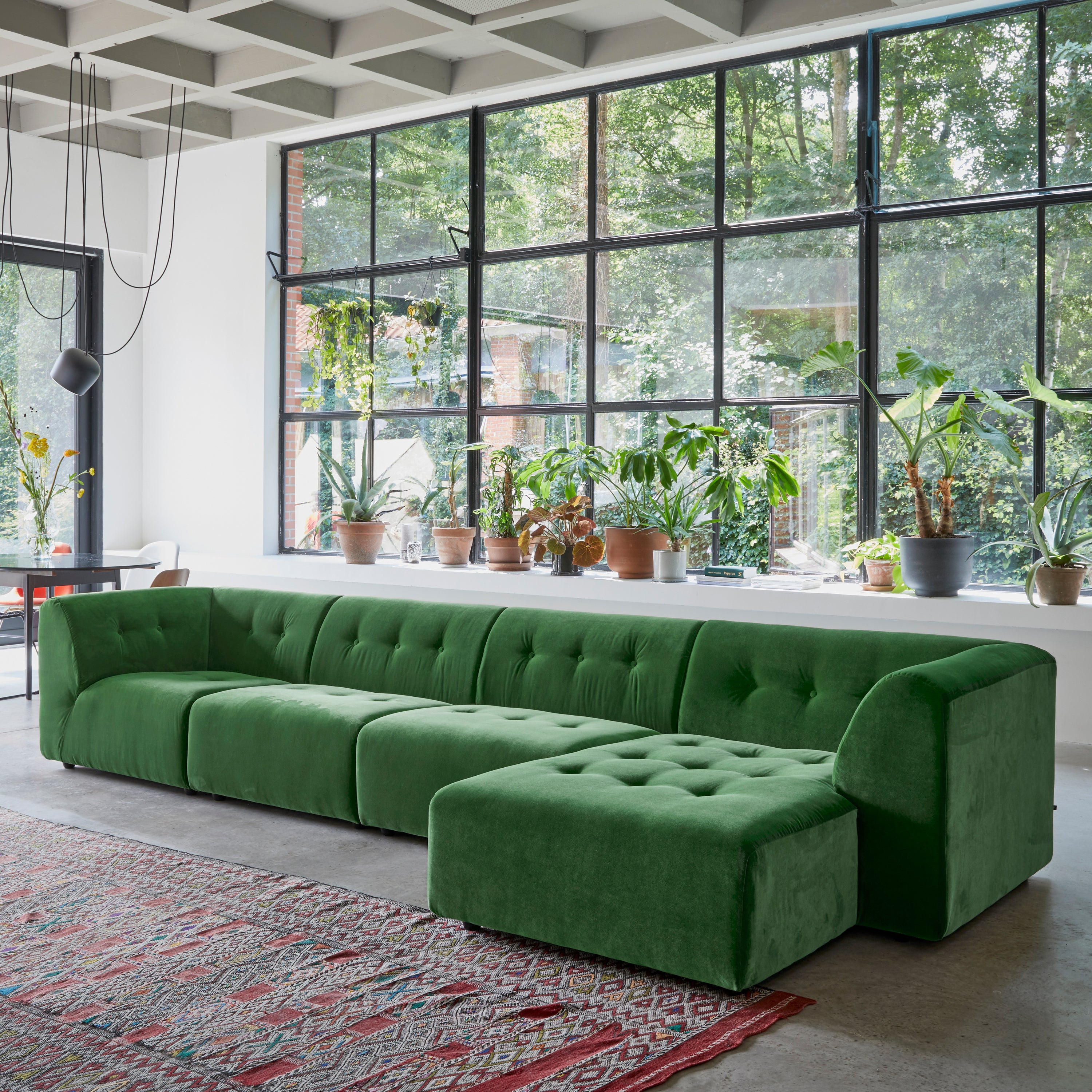 HKliving Vint Bank Element - Hoekstuk Rechts - Royal Velvet - Groen