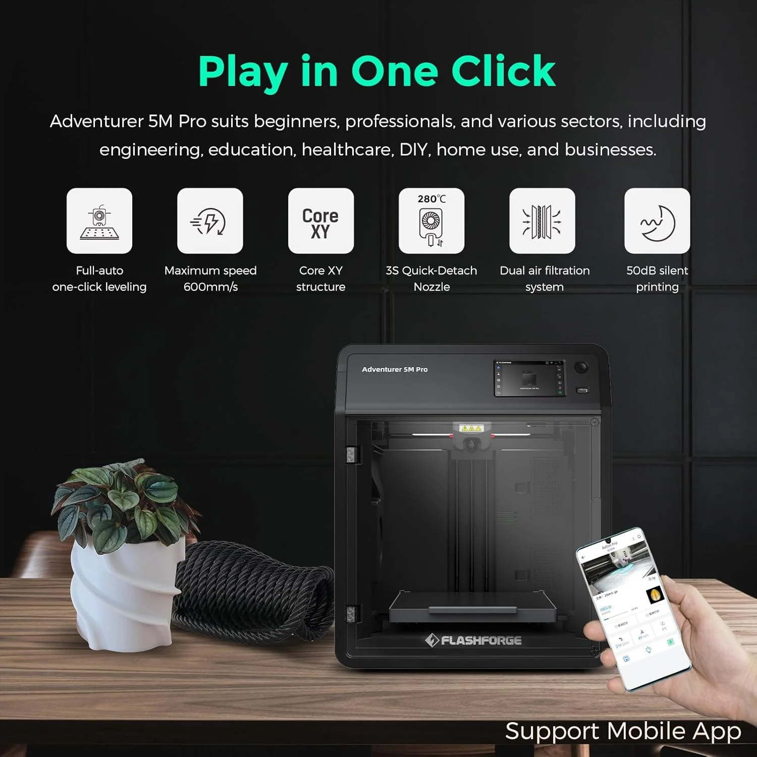 Adventurer 5M 3D Printer with Fully Auto Leveling