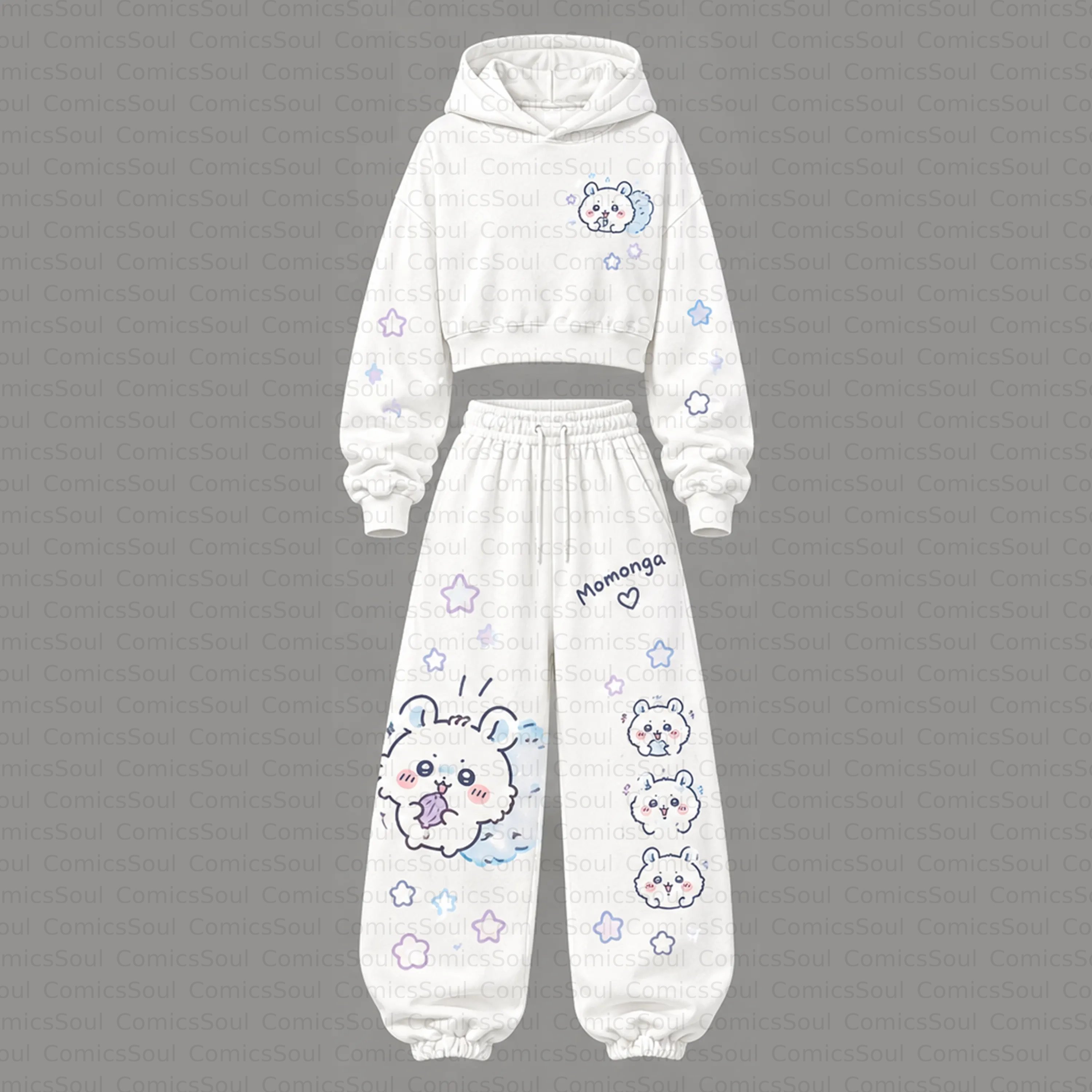 CHIIKAWA Cropped Long Sleeve Hoodie & High Waist Jogger Pants Two Piece TeeThreads Sustain the Scene with Custom Apparel