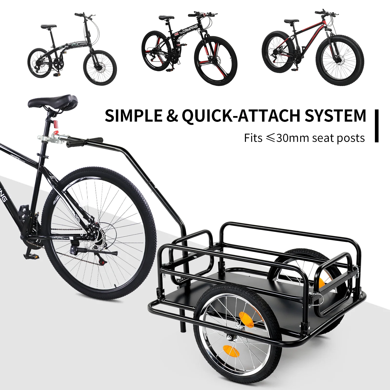 Ktaxon Two Wheel Bicycle Cargo Trailer, Black - Image 2