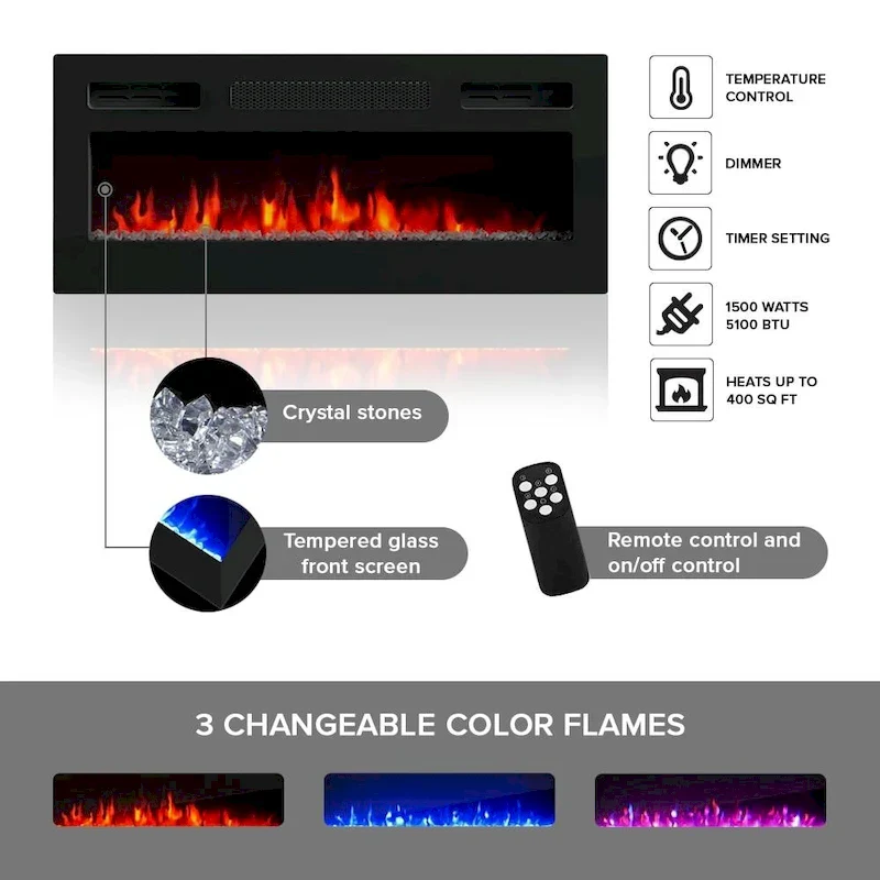 Modern 63-Inch TV Stand with Reno 05 Electric Fireplace