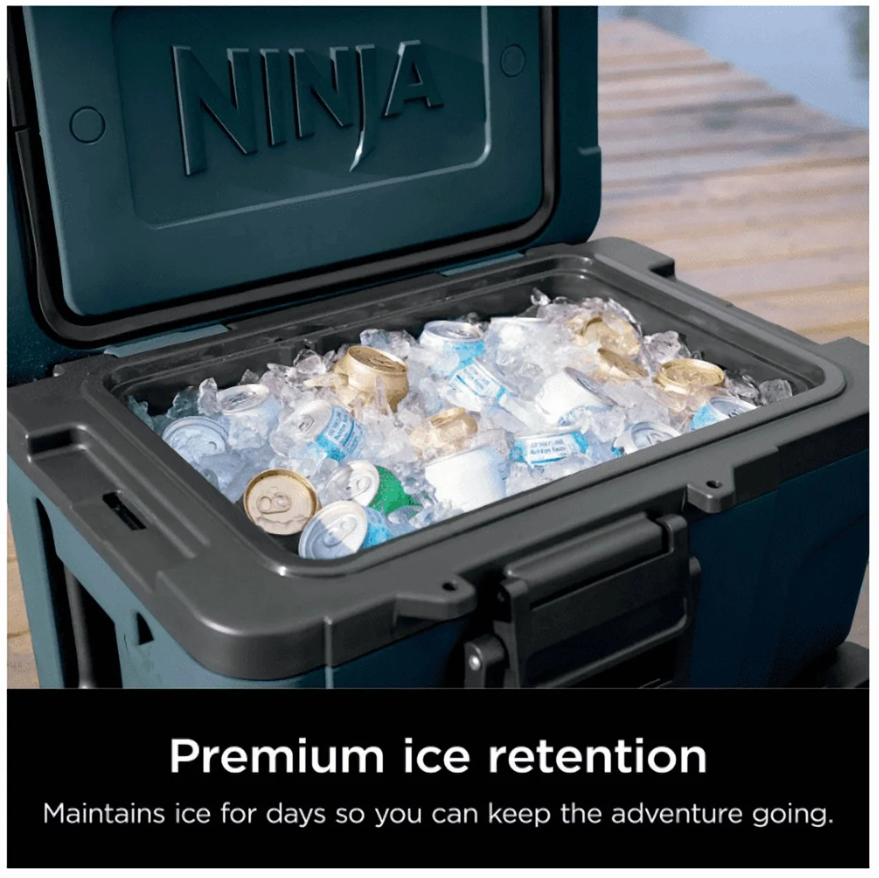 Ninja | Cooler | FrostVault 45QT Cooler with Wheels | Insulated with Temp Dry Storage Drawer | Keeps Ice Cold for Days | for The Beach, Camping, Picnics & More | Ocean Blue | FB245AOB - Image 6