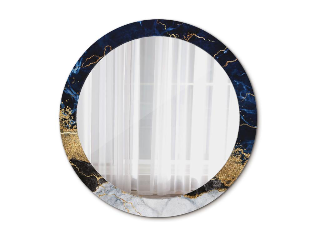 Espejo decorativo redondo - Mármol azul - 80 cm