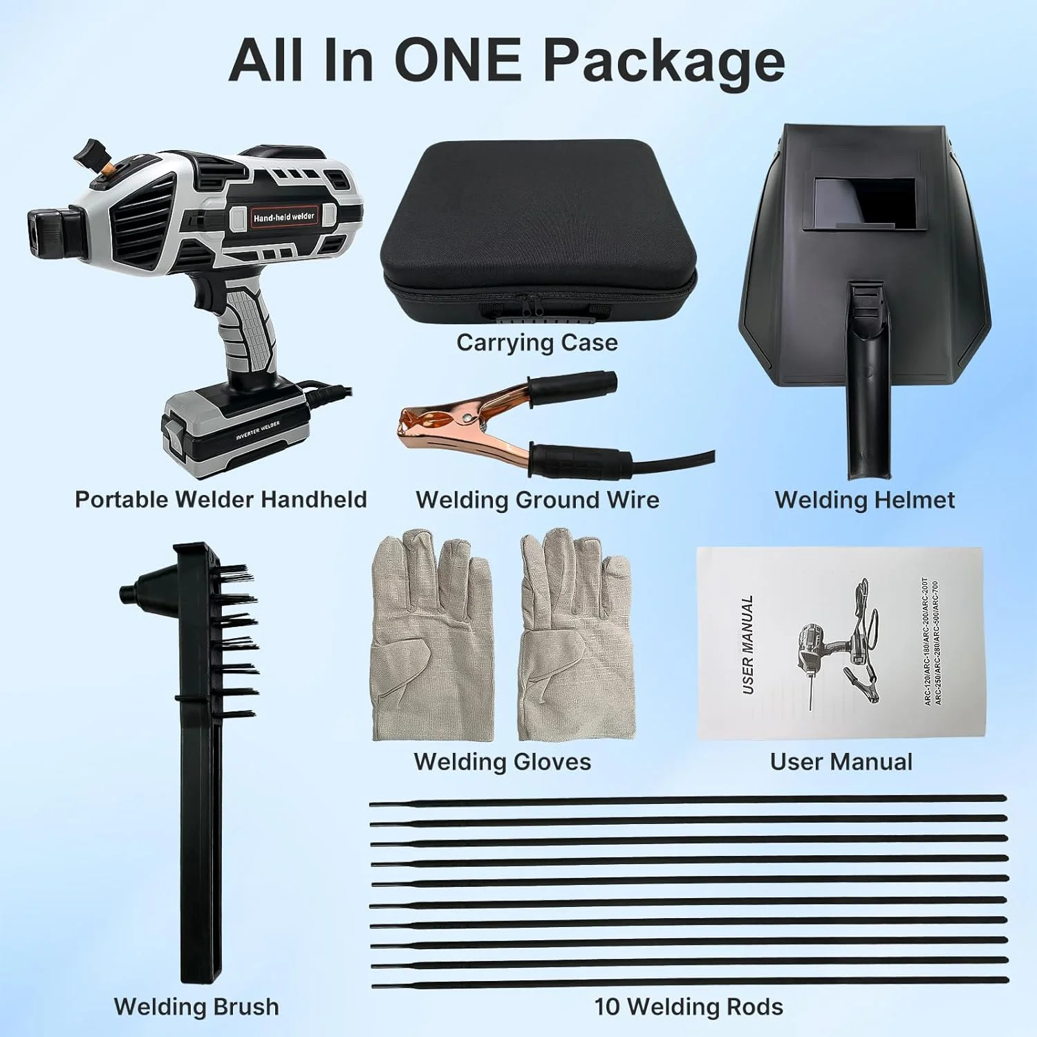 Handheld Welding Machine 110V 20-120Amp Portable ARC Welder Gun Hand Held Welder Machine with IGBT Inverter 6 Variable Current Adjustment for 1/16''-1/8'' Welding Rods Welding Tool Kit - Image 6