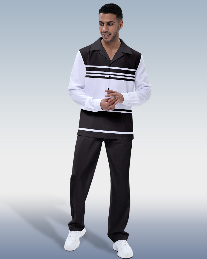Suitmens Men's Black Stripe Long Sleeve Hiking Suit