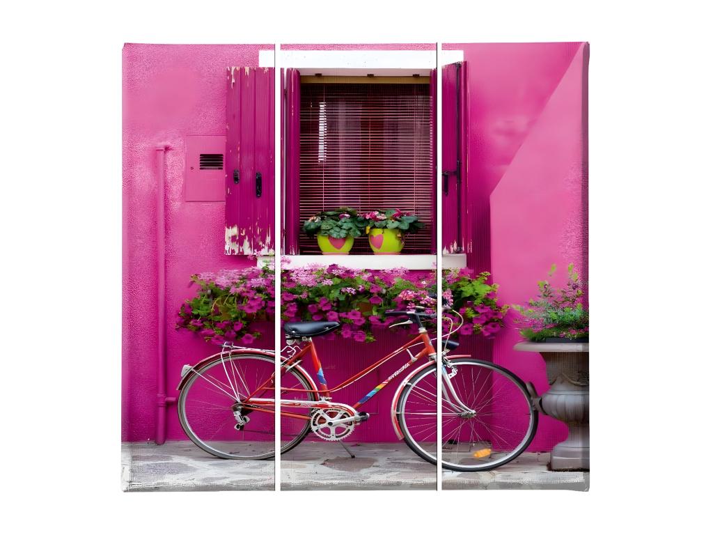Impresión sobre Lienzo Bicicleta y Ventana, Multicolor, 69x3x50 cm, Lujodec