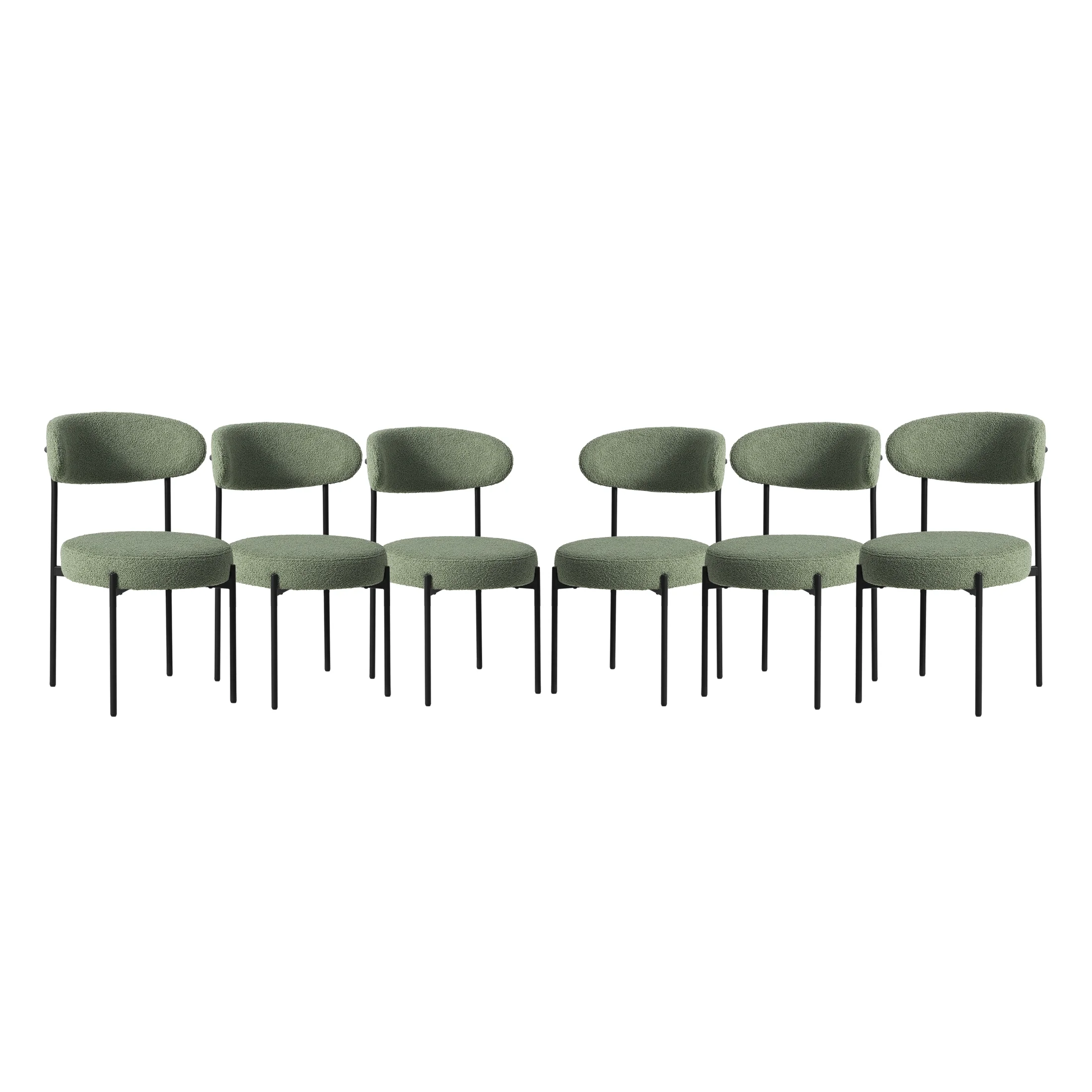 WestinTrends Alexandria Mid-Century Modern Upholstered Sherpa Round Dining Chairs (Set of 4), Sunset Gold - Image 36