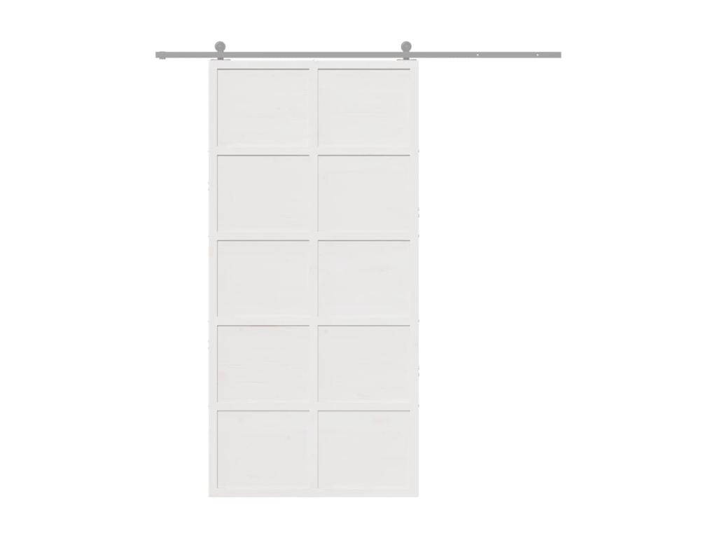 Puerta de granero madera maciza pino blanca 100x208 cm