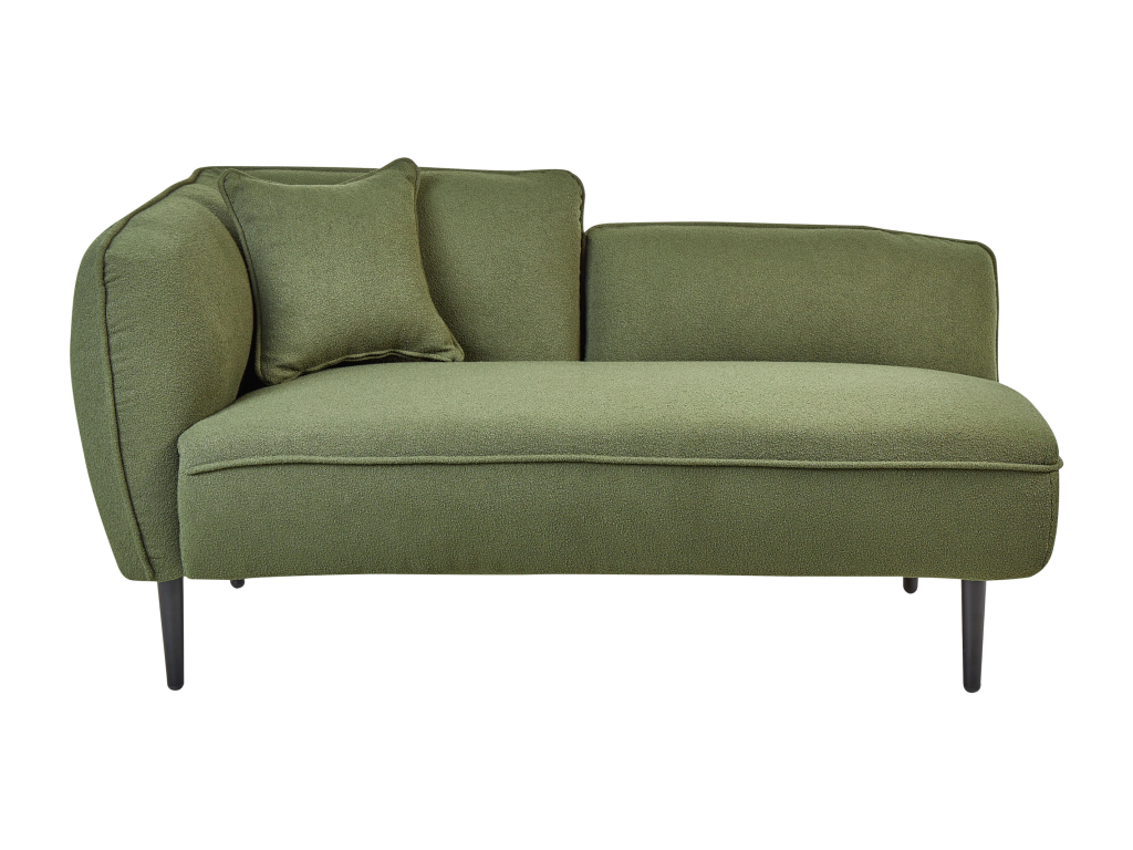 Chaise longue de bouclé verde oscuro/negro izquierdo CHEVANNES
