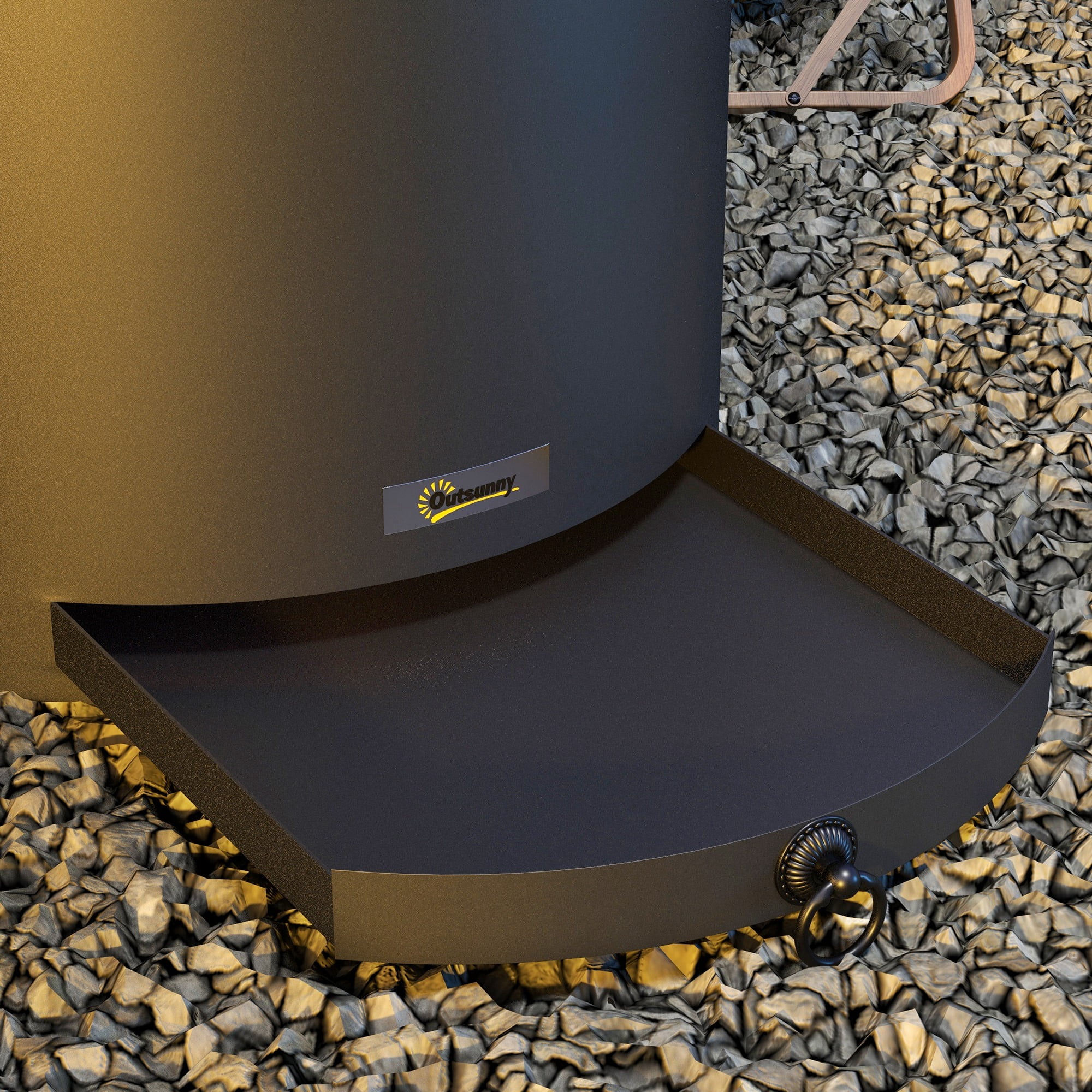 Outsunny 25" Smokeless Fire Pit, 2-in-1 Stainless Steel Firepit with Grill, Portable Wood Burning Fireplace with Poker and Ash Tray, Black - Image 9