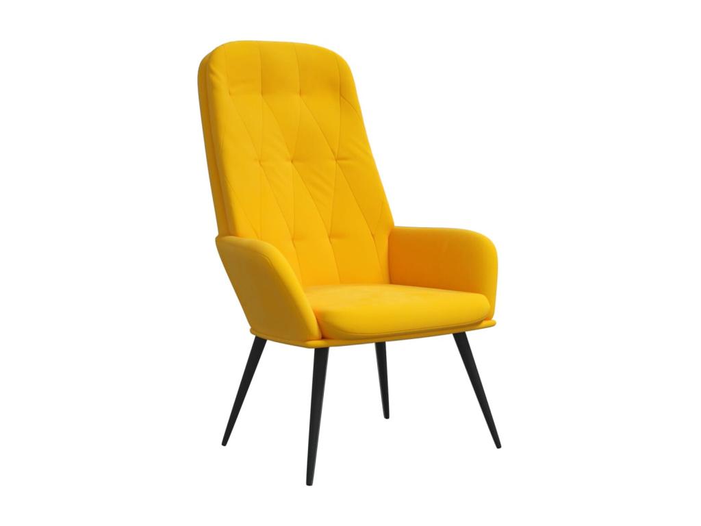 Sillón de Cozetiq de terciopelo amarillo mostaza