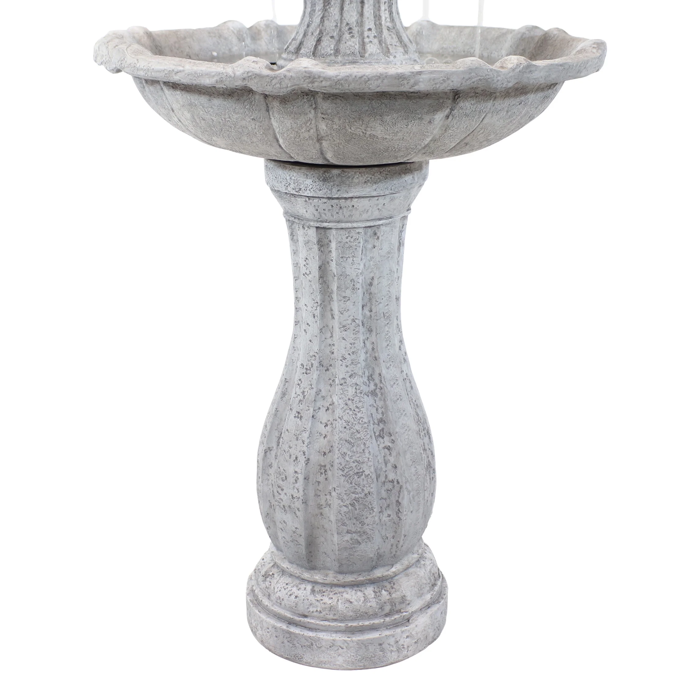 Sunnydaze 45" 2-Tier Arcade Solar Outdoor Water Fountain with LED - Earth - Image 28