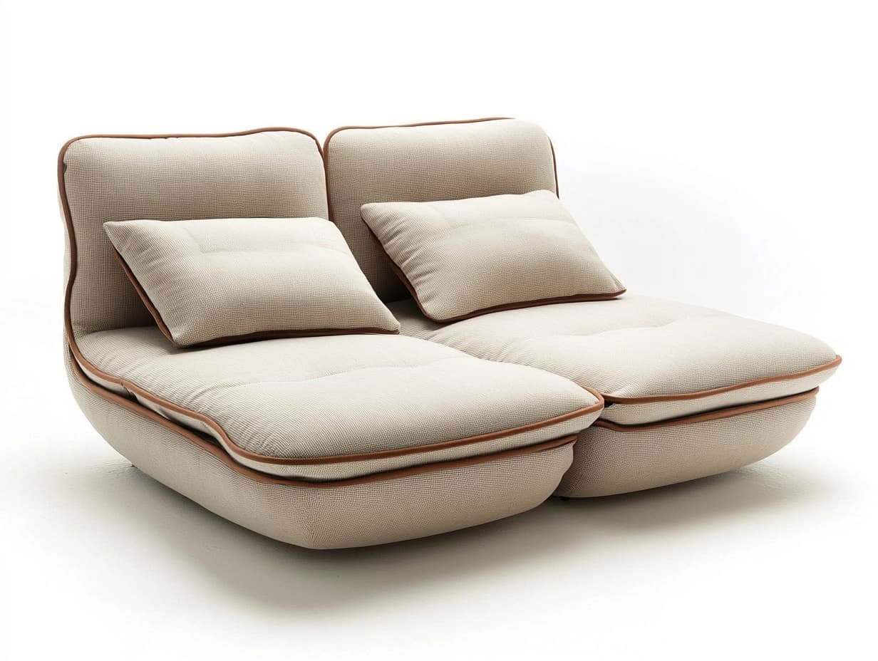 Sofá Doble Tela Beige y Marrón 150x100 cm