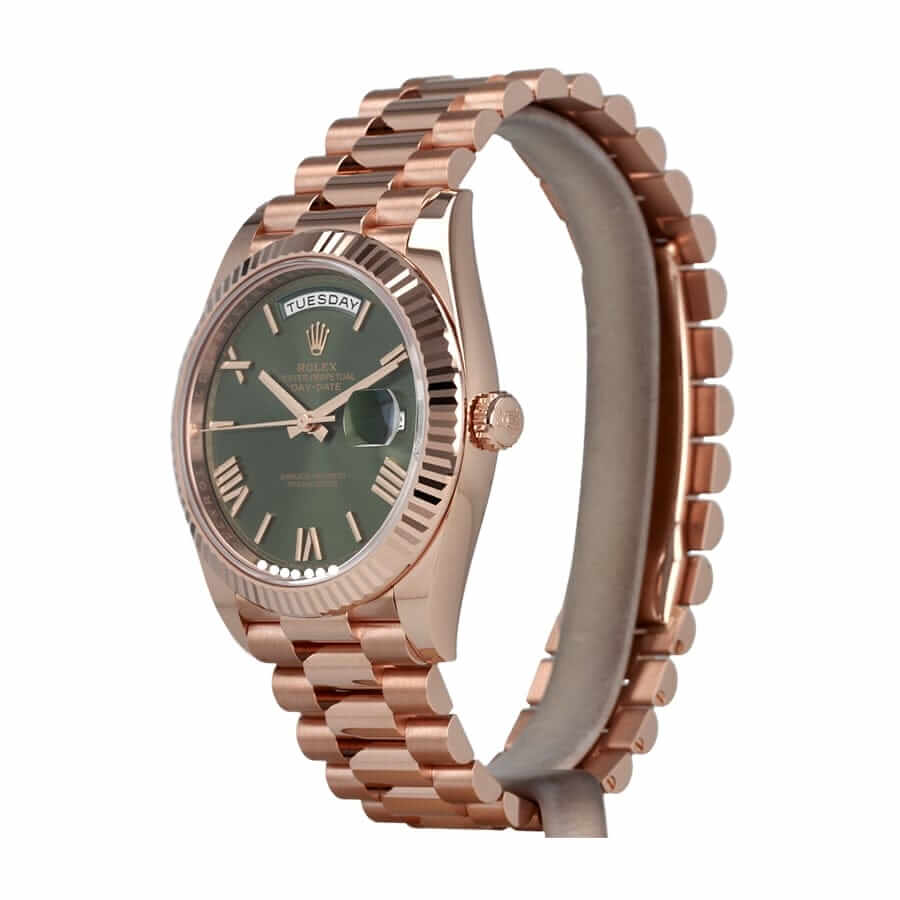Replica Rolex Day-Date Rose Gold President Green Roman Dial 228235