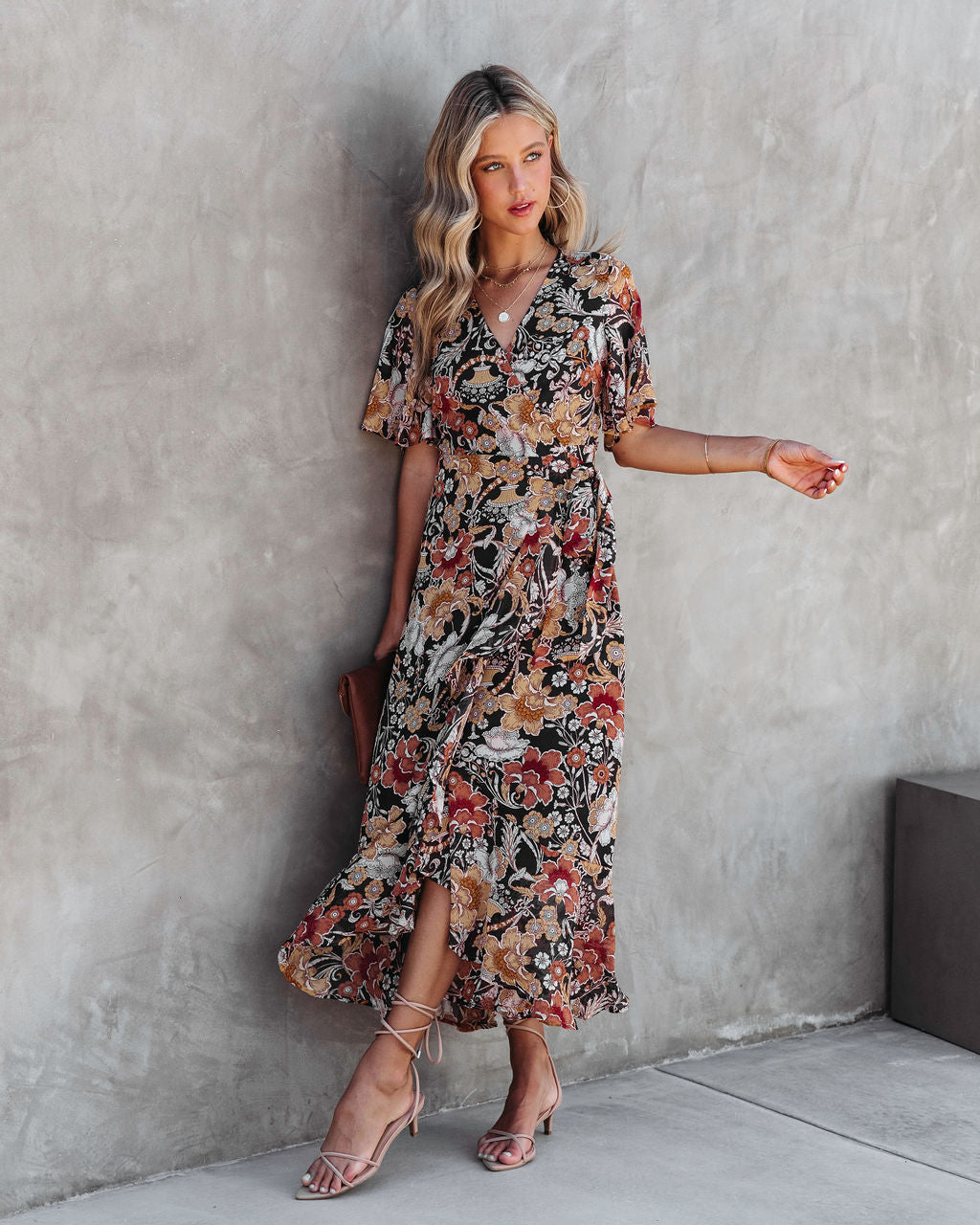 Ivanna Printed Wrap Midi Dress - Se7enfashion