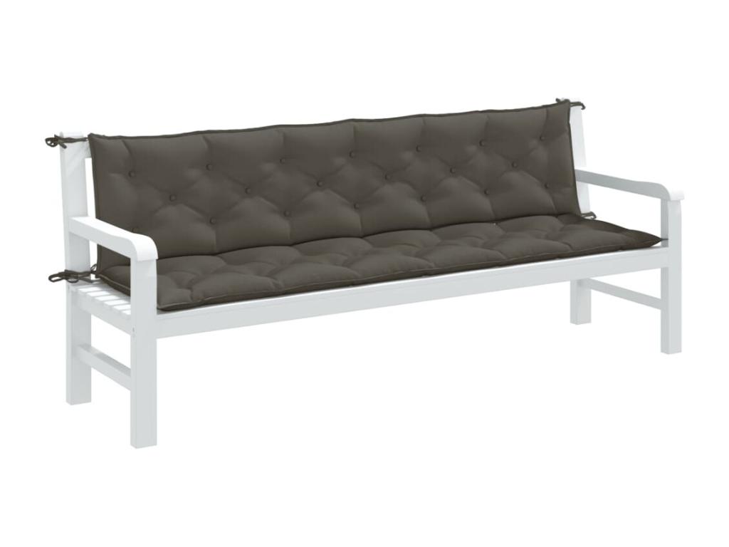 Cojines banco jardín 2 unidades tela gris oscuro melange 200x50x7 cm