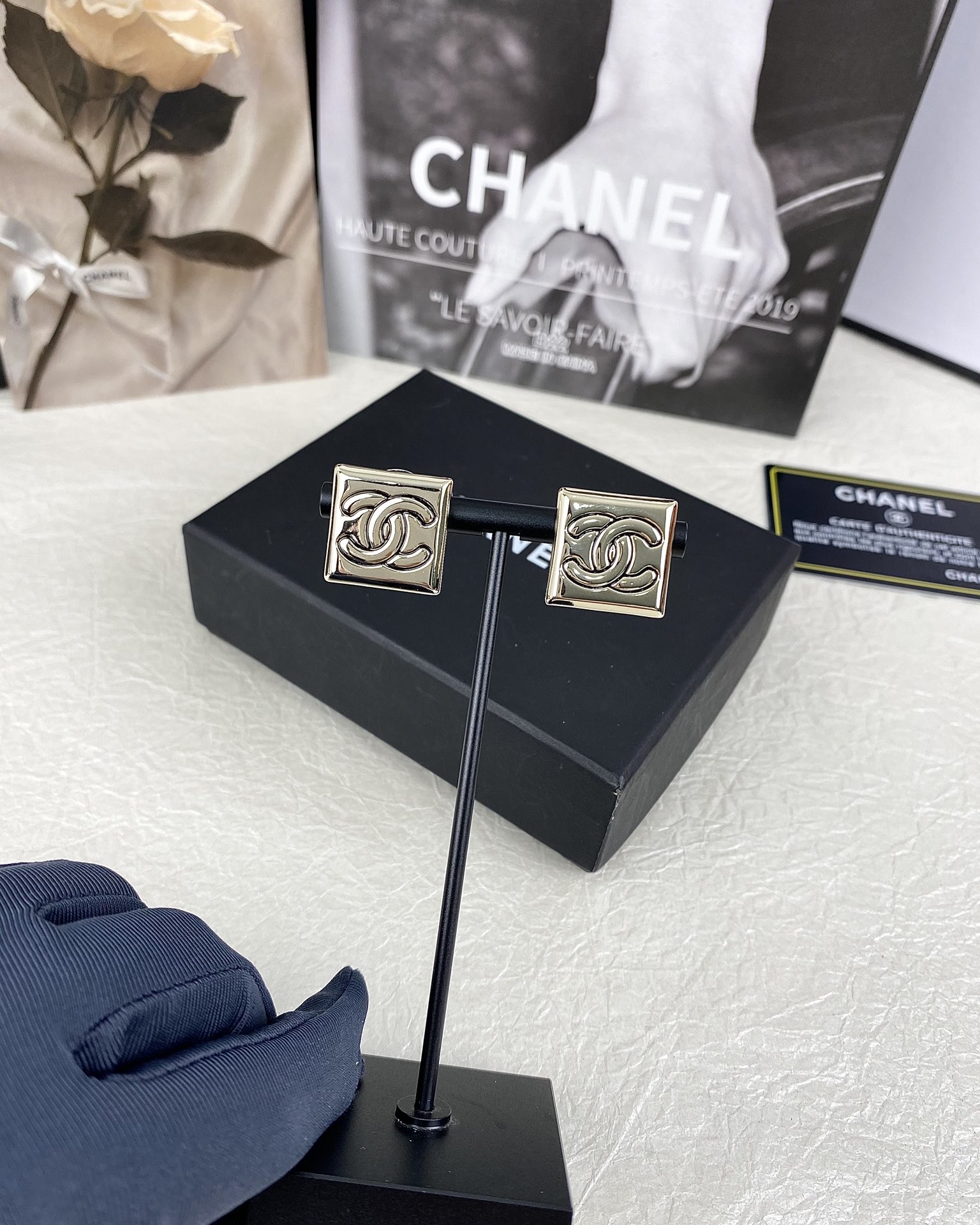 Chanel Square Pearl Stud Earrings - Original Replica Club