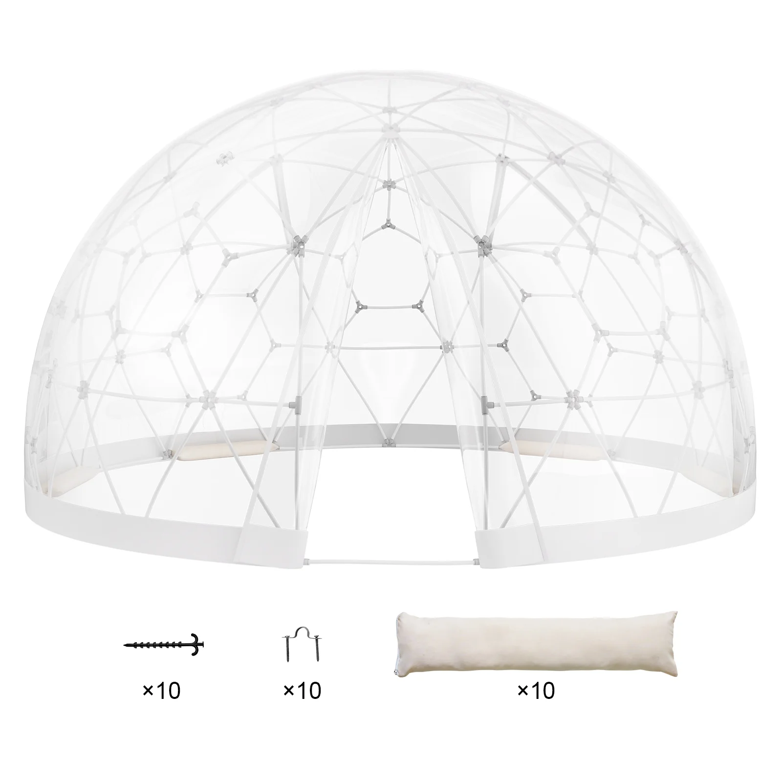 KFFKFF Outdoor Dome Shelter, 9.5 FT Clear PVC Garden Tent, Waterproof Geodesic Dome Tent with Window for Patio, Backyard Dining, and Parties - Image 8