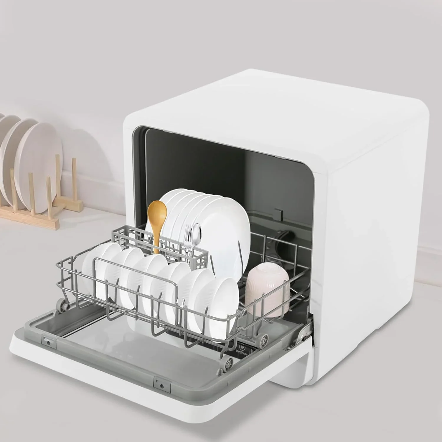 Countertop Dishwasher Compact Dishwasher, Mini Dishwasher with 4.8L Built-in Water Tank 110V Portable Dishwasher 5 Washing Programs 360- Dual Spray