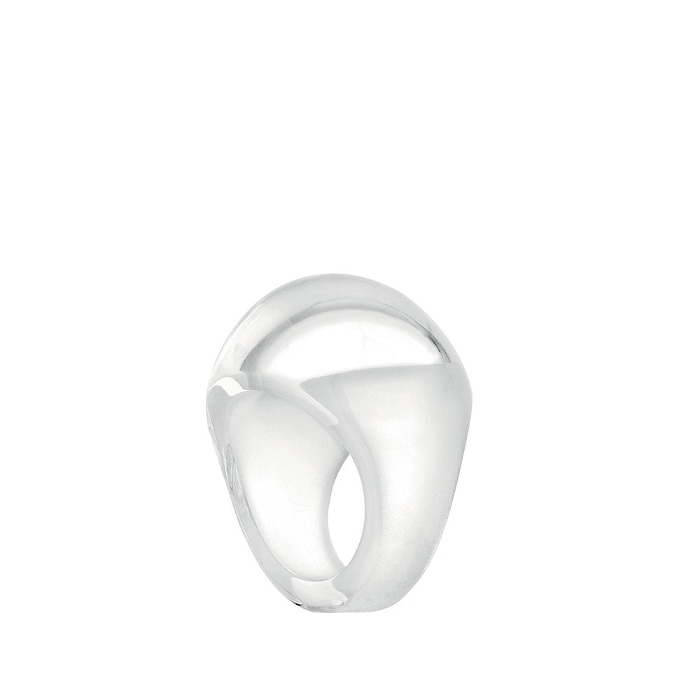 BAGUE CABOCHON - CRISTAL INCOLORE PATINÉ BLANC