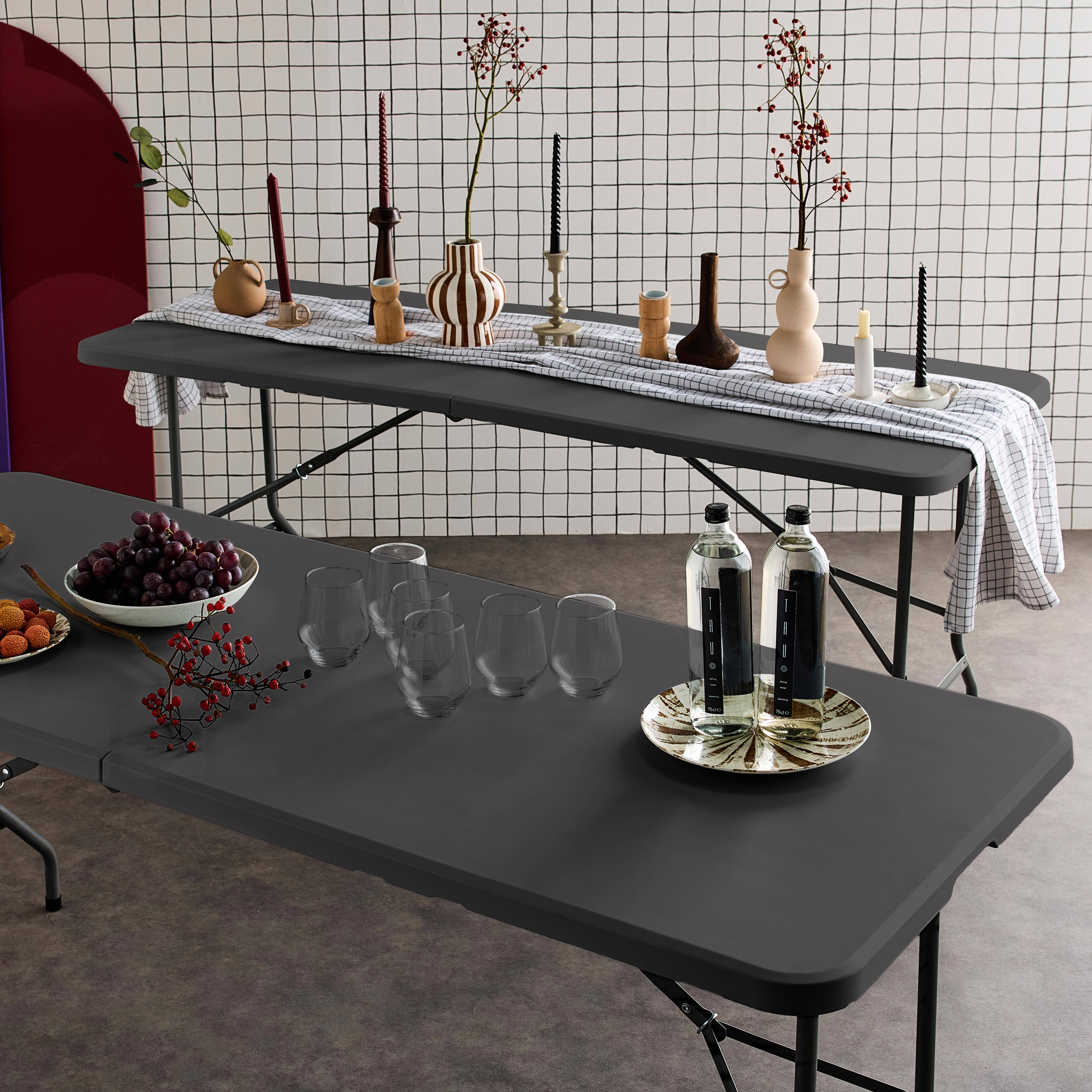 Fiesta 180cm x2 - Mesas plegables portátiles para eventos, set de 2